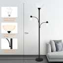 Luvkczc Floor Lamps for Living Room, 72" Tall Torchiere Floor Lamp with 8W Adjustable Reading Lights, Industrial Lamps for Living Room, Bedroom, Office, Black Tree Floor Lamp3 Bulbs Included