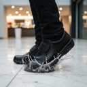 MMN Non Slip Work Shoes for Men Women Steel Toe Slip Resistant Waterproof Leather Oxford for Food Service Restaurant Staff & Chef Black (Black)