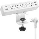 40W Total Fast Charging Desk Clamp Power Strip USB C,Desk Outlet with 4 USB Ports Max 20W Power Delivery,1200J Surge Protector Desktop Power Station,6FT Cord,Fit 1.65" Tabletop Edge (White)