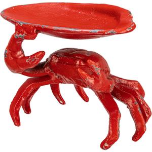 Creative Co-Op Distressed Cast Iron Crab Shaped Decorative Dish, Red, 6"L x 4.5"W x 4.75"H