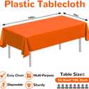 2 x 20 Pack Disposable Plastic Tablecloth Rectangle, 54 X 108 Inch Premium Plastic Table Cover for Parties, Picnic, Camping, Birthday, Weeding (Orange, 54" X 108" Rectangle)
