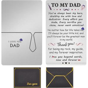5 x To My Dad Gifts Engraved Wallet Card from Son, Fathers Day Gifts from Son, I Love You Dad Birthday Card - I'll Always Be Your Little Boy (Silver)