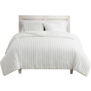 UGG King Comforter Set with 2 Pillow Shams Plush Faux Fur Bedding Soft Warm Down Alternative Comforter Washable Hypoallergenic Fluffy Blanket Set for Bedroom, California/King Size, White Snow (Kenzie)