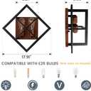 Farmhouse Wall Sconce with Black Finish & Wood Grain,Rustic Wall Sconces Indoor Wall Light Fixtures 17.8in for Stairway, Living Room, Bedroom, Bathroom (2 Light,E26 Base, No Bulbs)