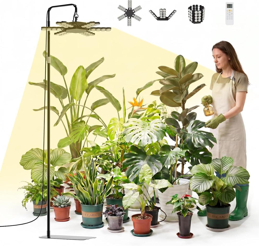SANSI 240W Grow Light for Indoor Plant, Full Spectrum Tall Stand Floor Lamp
22560LM, High PPFD, Heavy-Duty, Waterproof, Adjustable 62.2-86.6in, CRI 95, Timer, Dimmable, Remote Control, for Large Plants