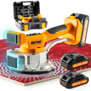 Tile Vibration Tool Kit with Dual 20V Batteries  Cordless Tile Vibration Machine for Precise Tile Leveling and Installation | Dual Battery (Orange)