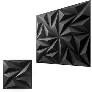 3D Wall Panels for Interior Wall Decor, 64 pcs PVC Wall Panels, 11.8''x11.8'' Decorative Accent Wall Panels for Game Rooms, TV Walls Background, Living Rooms, Decorative Wall Panels, Black