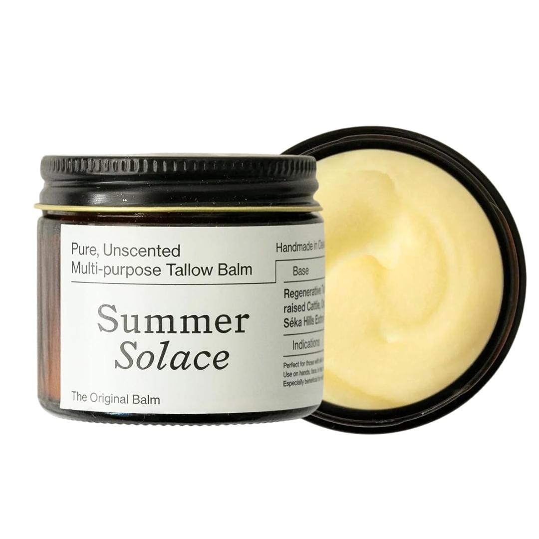 Summer Solace Pure Unscented Tallow Balm Nourishing Face & Body Cream Multi Purpose Hydrating Natural Moisturizer for Soft, Supple Skin Hydrates Sensitive, Dry & Cracked Skin 60ml