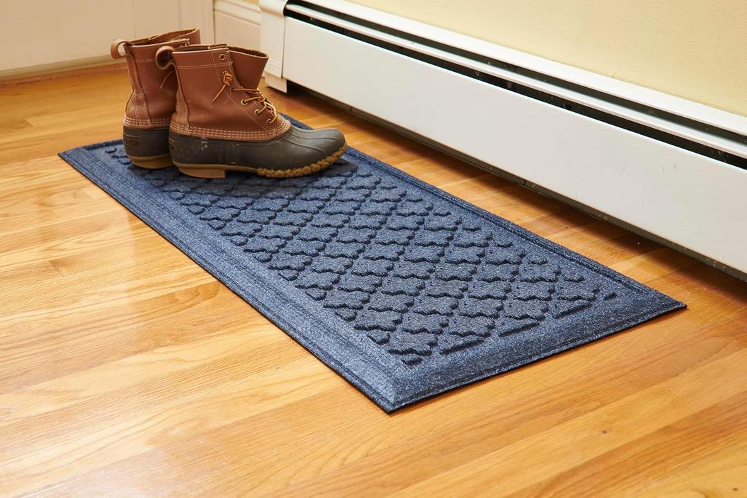 Artisan Entry Indoor Mats for Entryway, Durable & Easy to Clean Tray for Boots, Anti-Slip & Water-Resistant for Front Room, Made in The USA, 15" x 36", Blue, by Mats Inc.