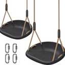 SELEWARE Heavy Duty Swing Seat for Adults Kids Tree Swing with Weather Proof Ropes Swing Set Accessories for Backyard Patio Garden Playground, Height Adjustable Black of 2