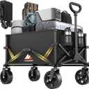 Collapsible Wagon with Wheels, Portable Wagons Carts Foldable, Folding Wagon Cart for Groceries, Sports Garden Shopping Utility Wagon (120L, Black)