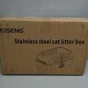 Stainless Steel Cat Litter Box with Lid, XL Extra Large High Sided Litter Box for Big Cats, Odor Free Open Top Litter Pan Easy Cleaning Anti-Urine Leakage Non-Stick, Includes Scoop, Light Grey