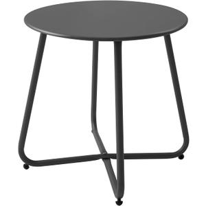 Patio Small Side Table Waterproof Round Metal Steel Weather Resistant Portable Outdoor and Indoor End Table for Garden Balcony Yard, Black