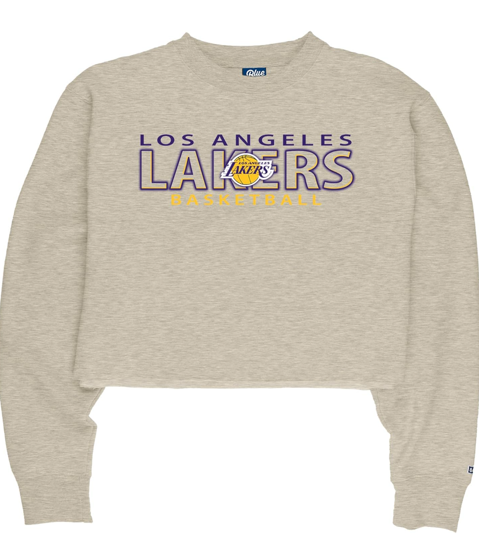 Blue 84 NBA womens Nba Officially Licensed Women's Cropped Crewneck Sweatshirt Oatmeal M