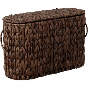 StorageWorks Bathroom Toilet Paper Storage Holder with Lid, Wicker Toilet Paper Basket for 6 Regular Rolls, Slim Basket Organizer with Handles, Water Hyacinth Storage Baskets for Bathroom, Brown