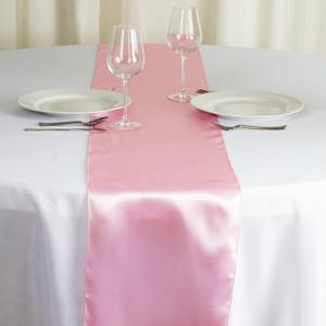 Satin Table Runner 12 x 108 inch for Wedding, Birthday Parties, Banquets Decorations - 1 Pack, Pink