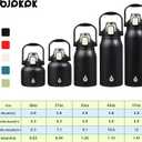BJPKPK Insulated Water Bottles with Straw, 20 oz Cute Water Bottles with Handle, BPA Free Stainless Steel Metal Jug, Easy Carry Flasks for Men & Women, Black