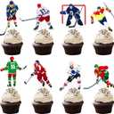48pcs Hockey Cupcake Toppers Hockey Player Birthday Party Decorations for Boys Ice Hockey Theme Cake Cupcake Picks for Sport Theme Birthday Party Decor Supplies