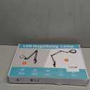 KIRKAS 12X Magnifying Glass with Light and Clamp, Extra-Long Arm Magnifying Lamp Overhead Knob for Workbench Craft Repair Sewing, LED Lighted Magnifier Real Glass Lens Stepless Dimming and Color