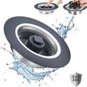 Ginbel Direct 3 in 1 Kitchen Sink Drain Strainer Stopper with Basket, Plug Pop Up 304 Stainless Steel Anti-Clogging Stoppers Combo for US Standard 3-1/2 Inch Drain, Silver 2 pack
