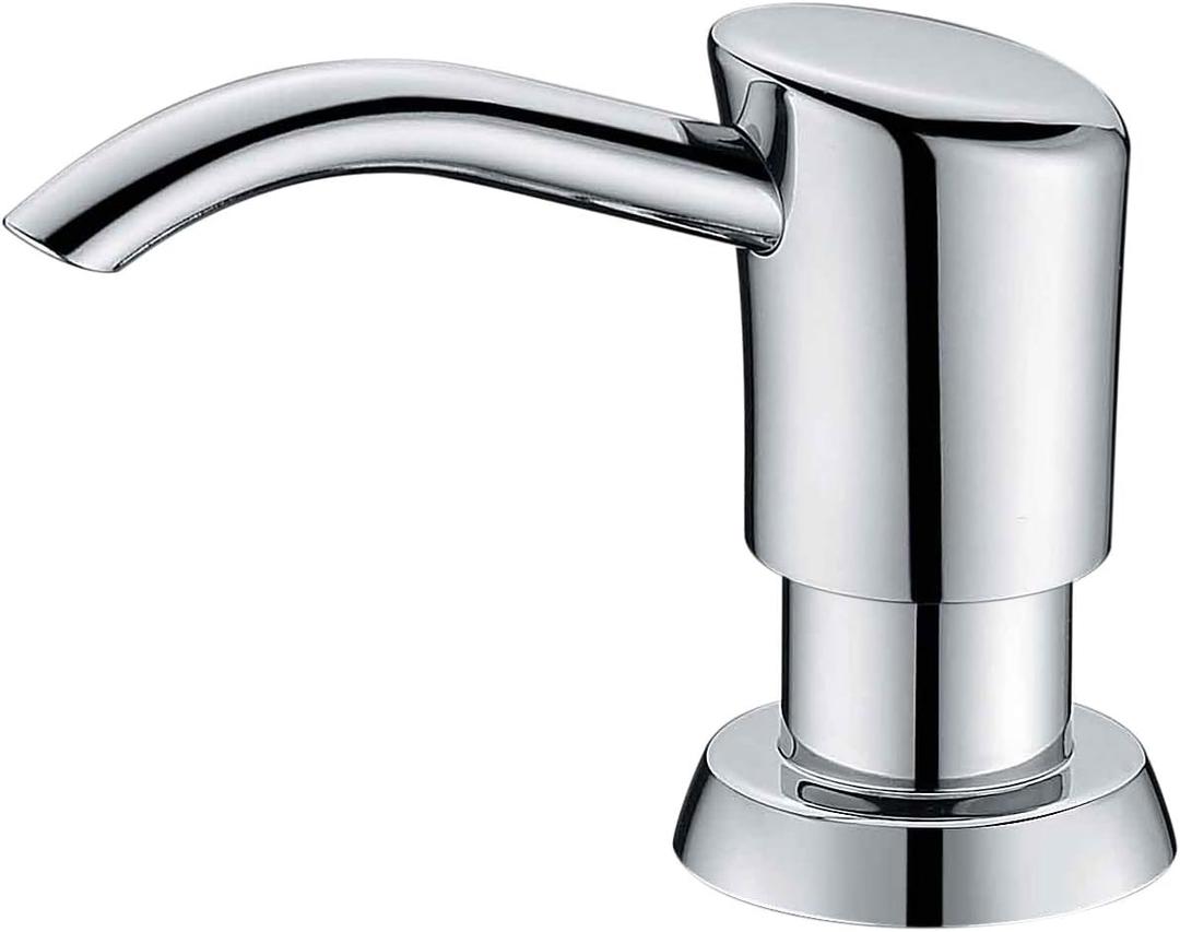GAGALIFE Built in Sink Soap Dispenser or Lotion Dispenser for Kitchen Sink, Chrome ABS Pump Head, with 17 Ounce Large PET Soap Bottle
