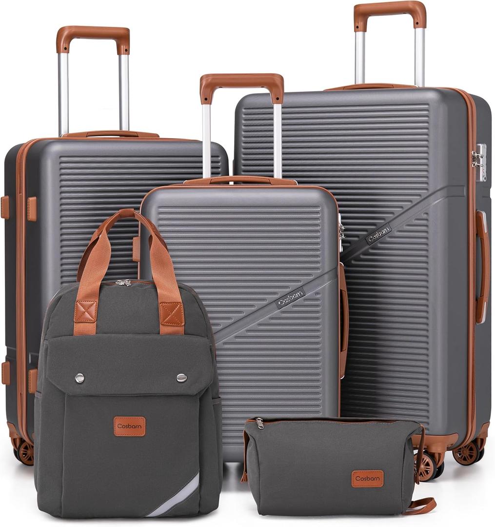 Cosbarn Luggage Sets, Lightweight Durable Hardshell 5 Piece Suitcase set