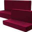 Buryeah 4 Pcs RV Dinette Cushion Covers Booth Set Furniture Protector for Sofa Seat Camper Car Couch, 2 Backrest and 2 Bench Cover(Wine,Velvet)