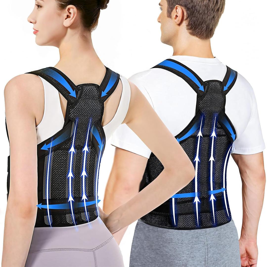 Posture Corrector for Women and Men,Adjustable Full Back Brace Support for Upper and Lower Back Pain Relief,Shoulder Straightener for Scoliosis, Hunchback,Hump,Thoracic,Spine Corrector,S(26"-34")