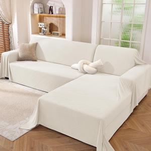 Sectional Couch Covers for Dogs 2 Pieces, Pet Couch Covers for Sectional Sofa, Washable L Shaped Couch Cover, Couch Blanket Furniture Protector (X-Large: 78" x 110" + 78" x 118", Off White)