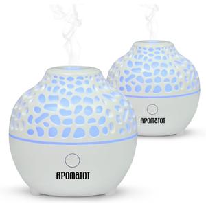 2 Pack Essential Oil Diffuser,Mini Portable Aromatherapy Diffusers,60ml Cool Mist Humidifier with USB 7 LED Light Color,Waterless Auto Shut-Off for Gift Home Office Room