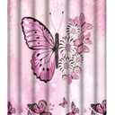 Pink Fantasy Butterfly And Flowers Blackout Curtains for Bedroom,Abstract Modern Art Colorful Butterfly Girls Room Decor Grommet Thermal Insulated Room Darkening Window Curtains 2 Panels 63L x 21W