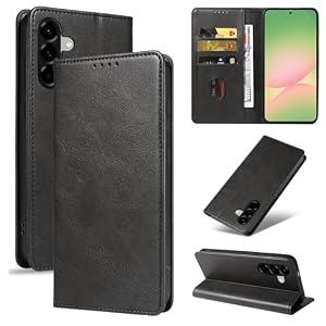 WHHSW for Samsung Galaxy A56 Wallet Case | Premium Nappa Leather [RFID Blocking] | Wallet Case with Card Slots & Magnetic Clasp | Balanced Stand Flip Case | Wallet Phone Cases (Nappa Black)