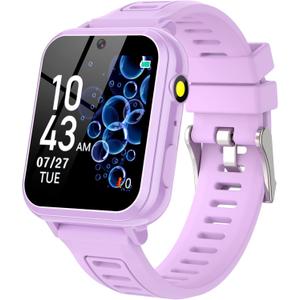 Kids Smart Watches Girls Gifts Age 3-12, Smart Watch for Kids with 24 Games Camera Video Recorder Music Player Alarm Calculator Stopwatch Flashlight Pedometer Gift Toys for Girls Ages 5 6 7 8 9 10 (purple)