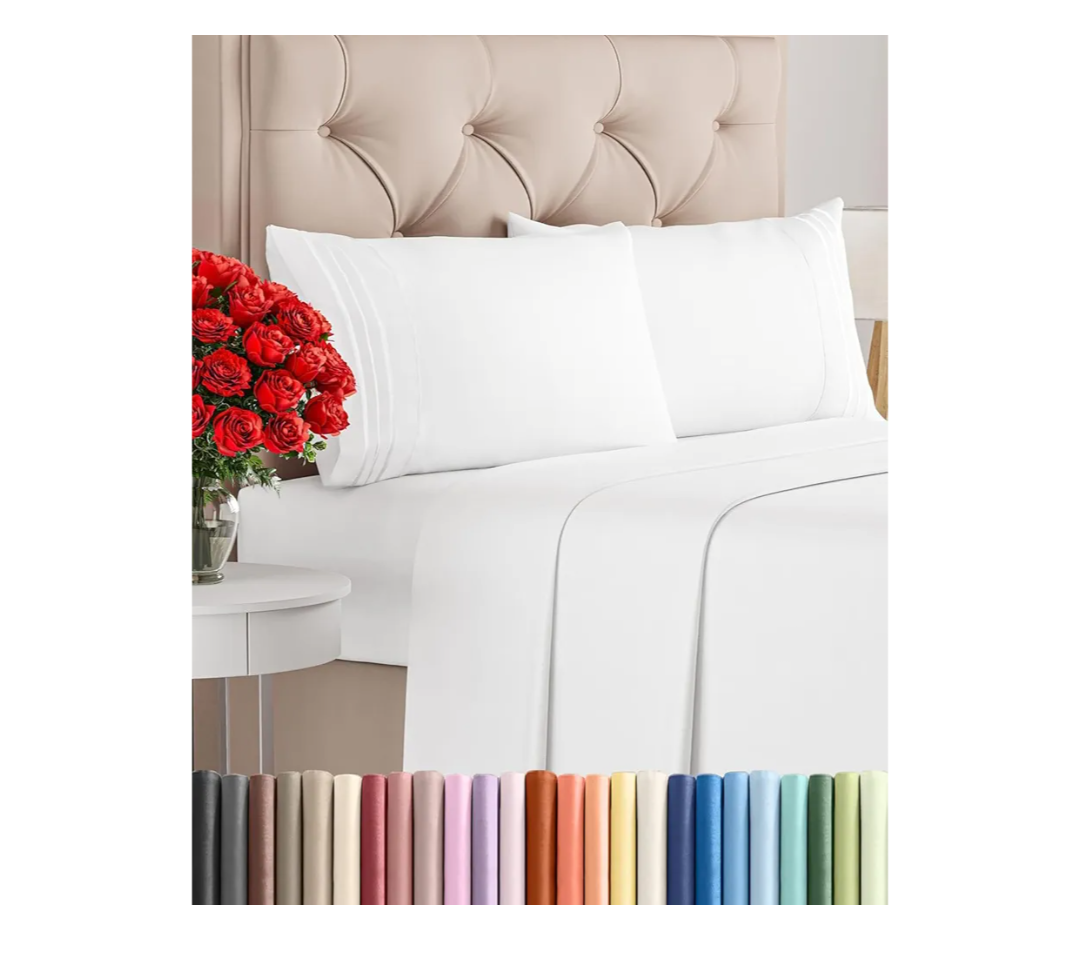 Queen Size 4 Piece Sheet Set - Comfy Breathable & Cooling Bed Sheets Set - Hotel Luxury Bedding for Women, Men, Kids, Teens, Boys & Girls - Deep Pockets, Ultra-Soft, Wrinkle Free - Oeko-Tex - White