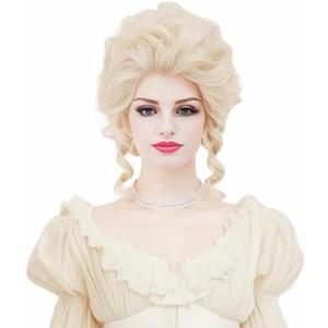 Rugelyss Short Wavy Blonde Wig Big Bouffant Beehive Wigs for Women fits 70s 80s Costume or Halloween Party