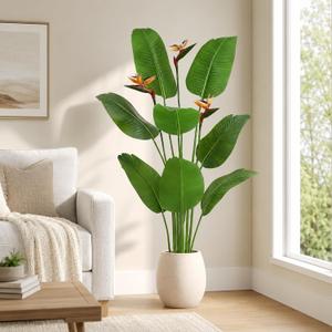 Artificial Bird of Paradise Flowers,5FT Fake Banana Tree for Home&Office