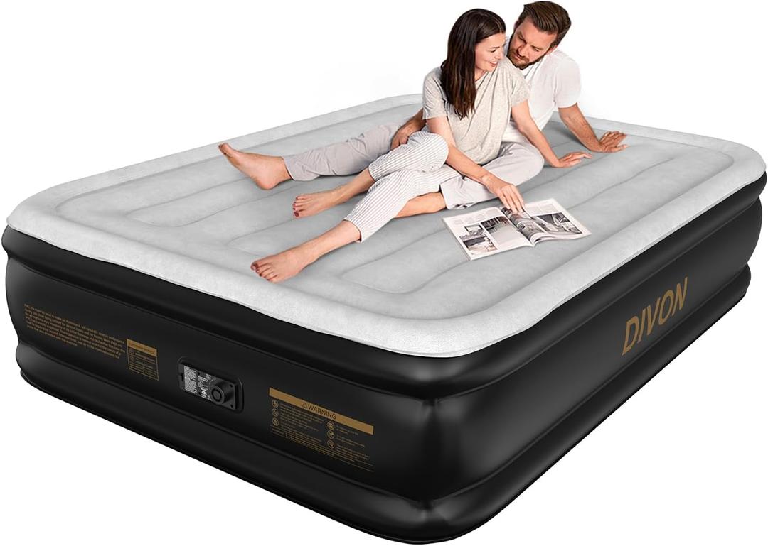 DIVON Air Mattress Full with Built in Pump,18High Blow Up Mattress Full with Wave Pattern,Self Inflation/Deflation Mattress in 3 Mins, Air Bed for Home&Camping,660lbs