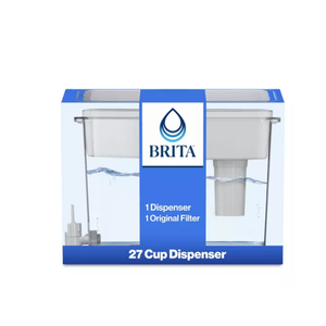 Brita Extra Large 27-Cup UltraMax Filtered Water Dispenser with Filter - Gray: Water Filtration, Hand Wash, Flip-Top Lid