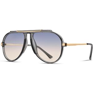 Pro Acme Oversized Aviator Sunglasses for Women Men, 70s Retro Aviators Style with Tangle Free Top Bar Design
