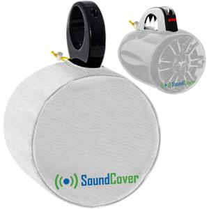 White Waterproof 600D Marine Wake Tower Speaker Covers  Small (H 7.9" x W 7.9" x D 8.3")  Weather-Resistant Covers for Compact Marine and ATV Speakers