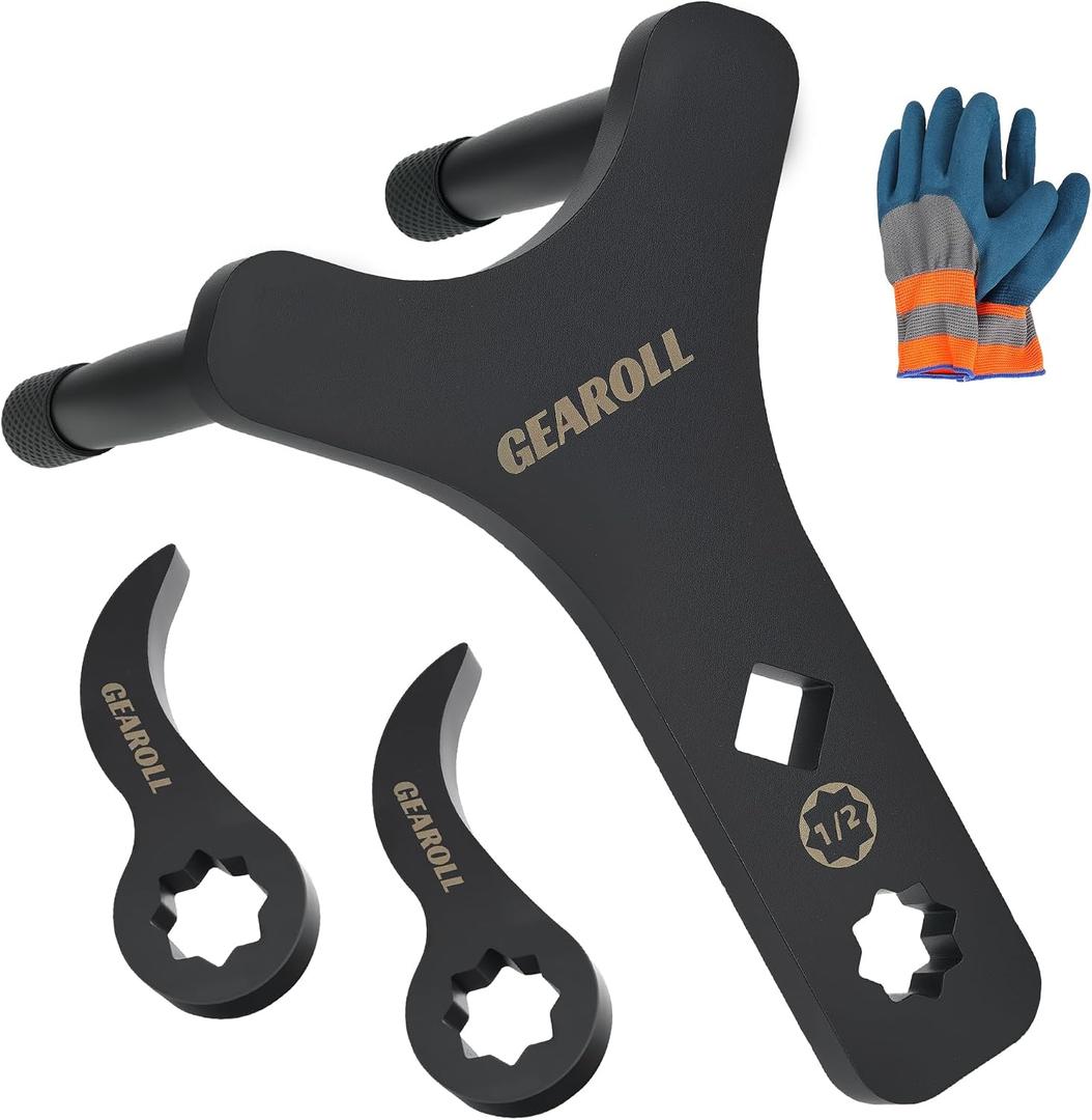 Lower Control Arm Prying Tool with Two Pry Bar Wrench Adaptor Head, Suspension Specialty Arm Lever Bushing Tool, Ratchet Pry Bar Attachment, Compatible with 1/2" Drive Extension Breaker Bar