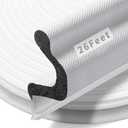 26 Feet Long Reach Door Weather Stripping Door Seal Strip, New Upgraded V-Shaped Replacement Kerf Weather Stripping for Door Frame Door Insulation, Easy Cut to Size(White)