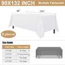 sancua 8 Pack White Tablecloth 90 x 132 Inch - Rectangle Table Cloth for 6 Feet Tables Stain and Wrinkle Resistant Washable Polyester Table Cover for Dining Wedding Banquet Party Buffet Restaurant