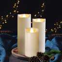 3 Pack LED Battery Operated Candles 2"x4"/5"/6" Plastic Flickering Flameless Candles with Timer Outdoor Waterproof Wedding Party Halloween Christmas Decoration Gifts Realistic Slim Pillar Candles