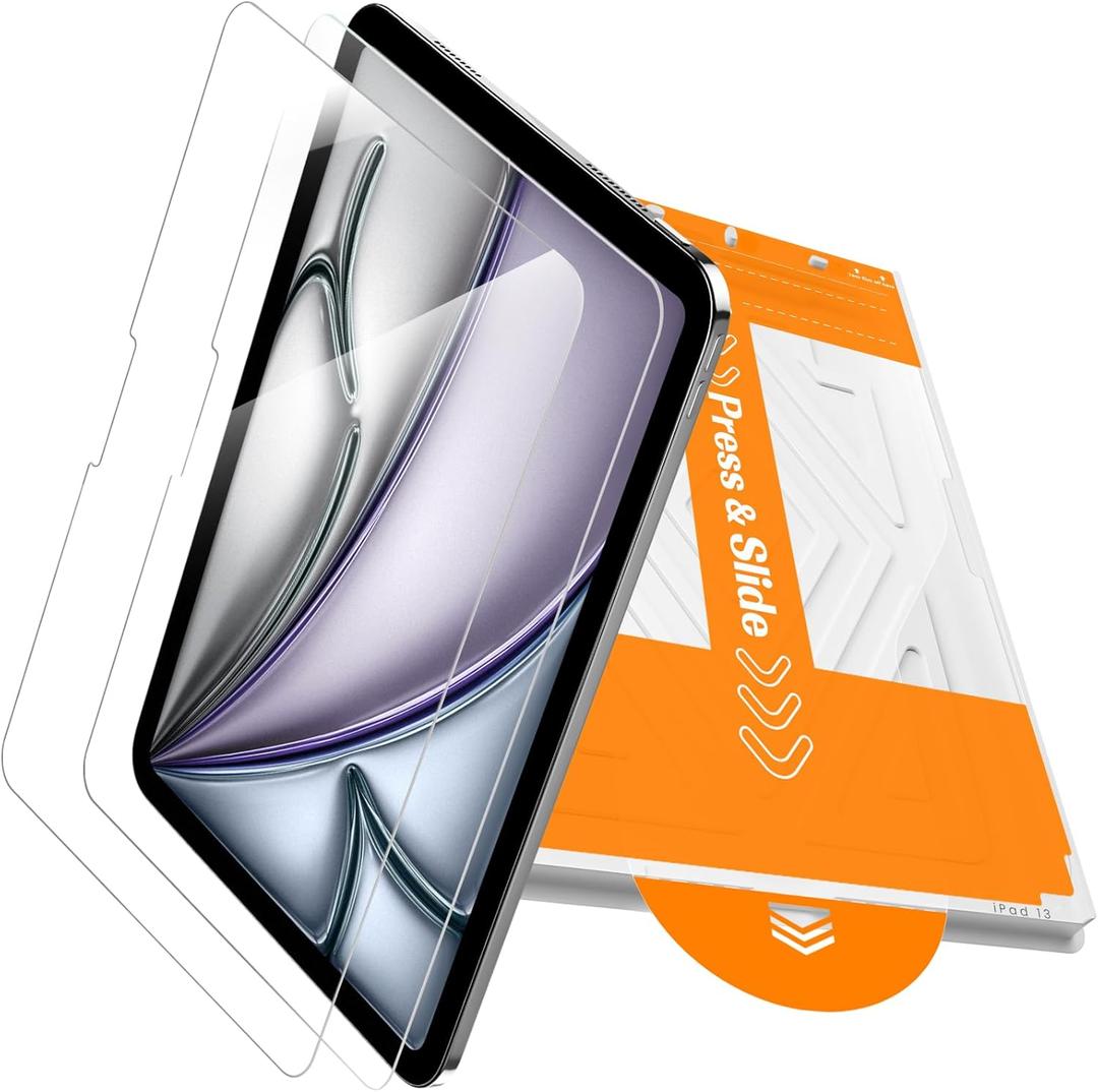 PandaShield [2-Pack iPad Air 13 Inch Screen Protector for M4/M3/M2 (2026-2024), with Easy-Install Box, 9H+ Military Grade Shatterproof Tempered Glass, Apple Pencil Pro Compatible, Bubble Free, HD