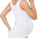 Ecavus 3PCS Womens Layering Maternity Tank Top Pregnancy Shirt Scoop Neck Sleeveless Ruched Vest (XL)