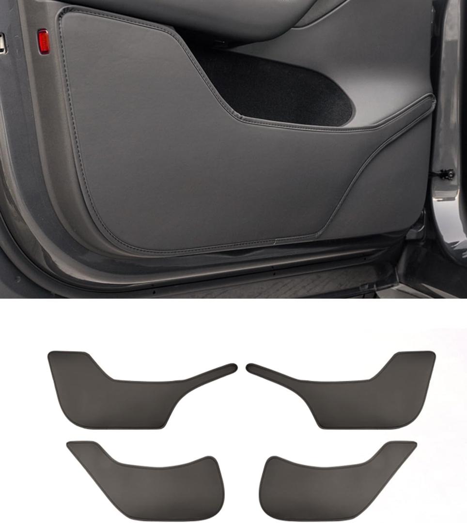 Car Door Anti Kick Pad, Leather Fabric D oor Panel Protectors Compatible with Tesla Model Y 2021-2024 Interior Accessories (Set of 4) (Model Y Door Panel Protector 21-24)