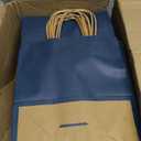 Joybe 100 Pack 8x4.75x10 Inch Medium Navy Blue Kraft Paper Bags with Handles Bulk, Craft Paper Gift Bags for Party Favors Retail Shopping Business Goody Merchandise Take Out Blank Sacks (100pcs)
