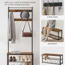 VASAGLE Coat Rack, Hall Tree with Shoe Storage Bench, Entryway Bench with Shoe Storage, 3-in-1, Steel Frame, for Entryway, 12.6 x 27.6 x 68.9 Inches, Industrial, Rustic Brown and Black UHSR41BX