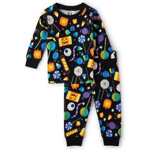 The Children's Place unisex-baby And Kids, Sibling Matching, Holiday Pajama Sets, Cotton (4T, Allover Halloween Candy)